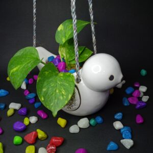 Indiankumhar White Bird Hanging Planter