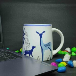 Indiankumhar Blue Dear Ceramic Coffee Mug (Pack Of 2)