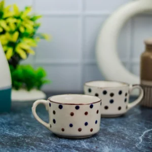 Indiankumhar Black & White Dotted Ceramic Cup Small Size