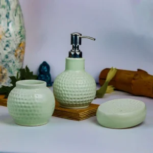 Indiankumhar Classic Green Modern Bathroom Decor Set 3pc