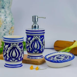 Indiankumhar Handcrafted Mugal Art Ceramic Bathroom Set 3 Pcs.