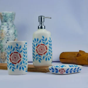 Indiankumhar Premium Leaf Design Ceramic Bathroom Set 3Pcs