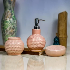 Indiankumhar Premium Pink Modern Bathroom Decor Set 3pc