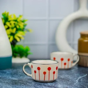 Indiankumhar Red Dotted 150ml Small Size Ceramic Cup